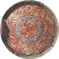 A shield from the Anglo-Saxons' Britain, likely what would be called "bord-wudu."