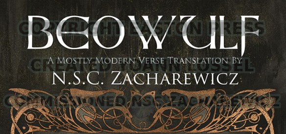 The top part of the cover for NSC Zacharewicz's translation of Beowulf. Image copyright Easton Press, created by Yoann Lossel.